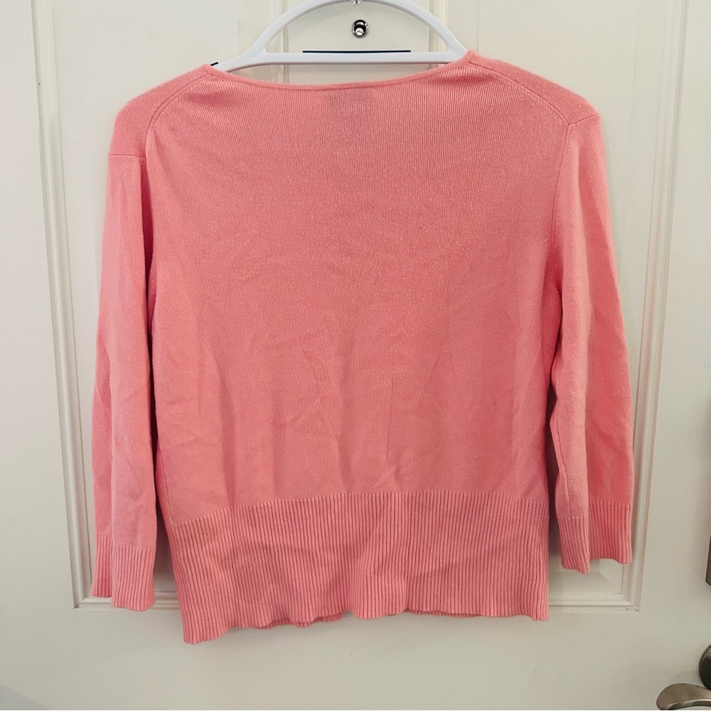 Ann Taylor LOFT Cardigan M | Pink Button Down Ribbed Hem Casual Office Wear - Picture 2 of 5